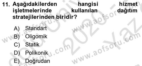 Boş Zaman ve Rekreasyon Yönetimi Dersi 2020 - 2021 Yılı Yaz Okulu Sınav Soruları 11. Soru