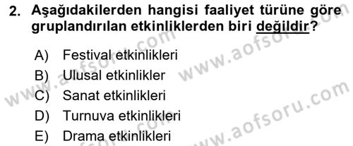 Boş Zaman ve Rekreasyon Yönetimi Dersi 2020 - 2021 Yılı Yaz Okulu Sınav Soruları 2. Soru
