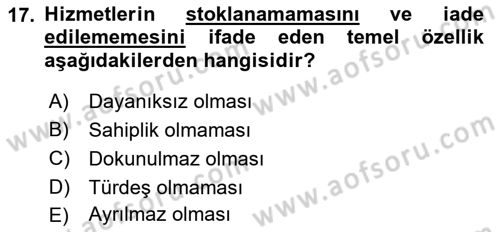 Boş Zaman ve Rekreasyon Yönetimi Dersi Ara Sınavı Deneme Sınav Soruları 17. Soru