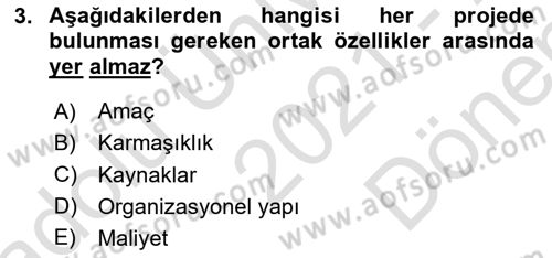 Boş Zaman ve Rekreasyon Yönetimi Dersi 2021 - 2022 Yılı (Final) Dönem Sonu Sınav Soruları 3. Soru