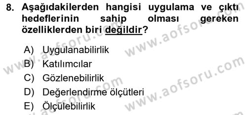 Boş Zaman ve Rekreasyon Yönetimi Dersi 2021 - 2022 Yılı (Final) Dönem Sonu Sınav Soruları 8. Soru
