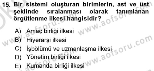 Boş Zaman ve Rekreasyon Yönetimi Dersi 2021 - 2022 Yılı Yaz Okulu Sınavı 15. Soru