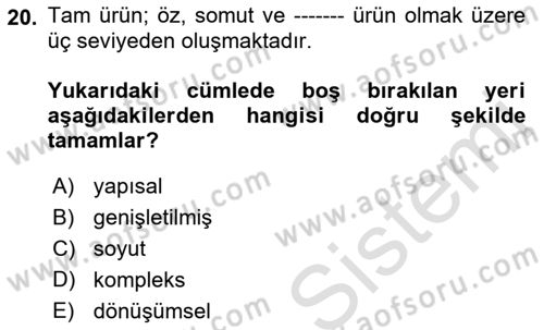 Boş Zaman ve Rekreasyon Yönetimi Dersi 2021 - 2022 Yılı Yaz Okulu Sınavı 20. Soru