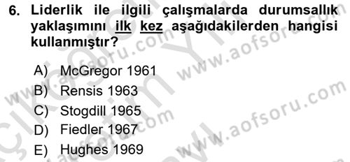 Boş Zaman ve Rekreasyon Yönetimi Dersi 2021 - 2022 Yılı Yaz Okulu Sınavı 6. Soru