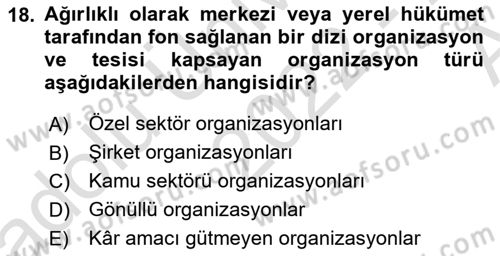 Boş Zaman ve Rekreasyon Yönetimi Dersi 2022 - 2023 Yılı (Vize) Ara Sınavı 18. Soru