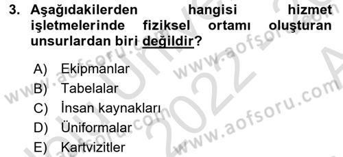 Boş Zaman ve Rekreasyon Yönetimi Dersi 2022 - 2023 Yılı (Vize) Ara Sınavı 3. Soru