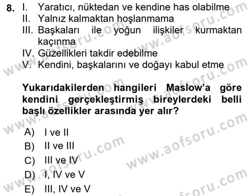 Boş Zaman ve Rekreasyon Yönetimi Dersi 2022 - 2023 Yılı (Vize) Ara Sınavı 8. Soru