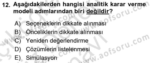 Boş Zaman ve Rekreasyon Yönetimi Dersi 2022 - 2023 Yılı (Final) Dönem Sonu Sınavı 12. Soru