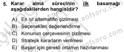 Boş Zaman ve Rekreasyon Yönetimi Dersi 2022 - 2023 Yılı (Final) Dönem Sonu Sınavı 5. Soru