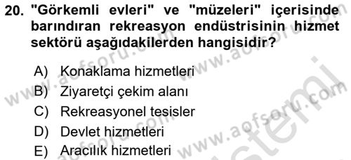 Boş Zaman ve Rekreasyon Yönetimi Dersi 2022 - 2023 Yılı Yaz Okulu Sınavı 20. Soru