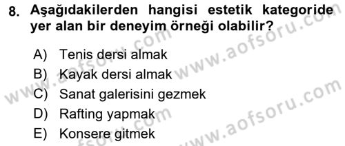 Boş Zaman ve Rekreasyon Yönetimi Dersi Ara Sınavı Deneme Sınav Soruları 8. Soru