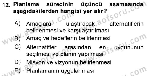Boş Zaman ve Rekreasyon Yönetimi Dersi 2023 - 2024 Yılı Yaz Okulu Sınav Soruları 12. Soru