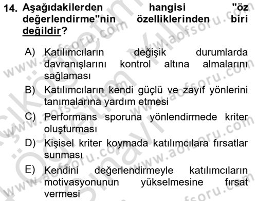 Boş Zaman ve Rekreasyon Yönetimi Dersi 2023 - 2024 Yılı Yaz Okulu Sınav Soruları 14. Soru