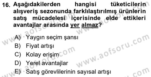 Boş Zaman ve Rekreasyon Yönetimi Dersi 2023 - 2024 Yılı Yaz Okulu Sınav Soruları 16. Soru
