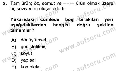 Boş Zaman ve Rekreasyon Yönetimi Dersi 2023 - 2024 Yılı Yaz Okulu Sınav Soruları 8. Soru