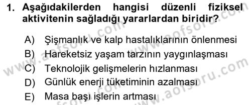 Boş Zaman ve Rekreasyon Yönetimi Dersi Ara Sınavı Deneme Sınav Soruları 1. Soru