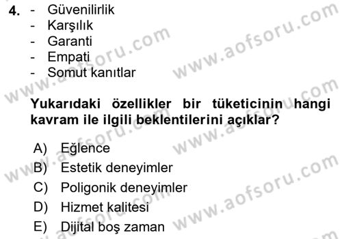 Boş Zaman ve Rekreasyon Yönetimi Dersi 2024 - 2025 Yılı (Vize) Ara Sınav Soruları 4. Soru