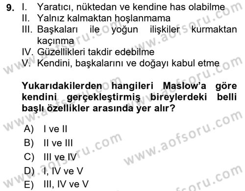 Boş Zaman ve Rekreasyon Yönetimi Dersi Ara Sınavı Deneme Sınav Soruları 9. Soru