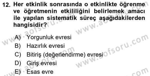 Boş Zaman ve Rekreasyon Yönetimi Dersi 2024 - 2025 Yılı (Final) Dönem Sonu Sınav Soruları 12. Soru