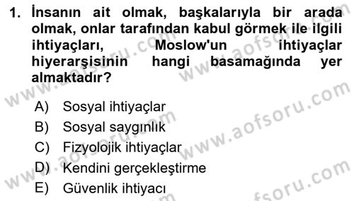 Boş Zaman ve Rekreasyon Yönetimi Dersi 2025 - 2026 Yılı (Vize) Ara Sınav Soruları 1. Soru