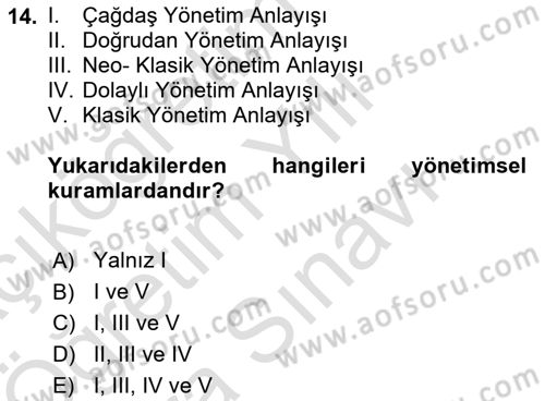 Boş Zaman ve Rekreasyon Yönetimi Dersi 2025 - 2026 Yılı (Vize) Ara Sınav Soruları 14. Soru