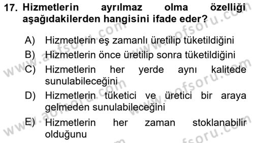 Boş Zaman ve Rekreasyon Yönetimi Dersi 2025 - 2026 Yılı (Vize) Ara Sınav Soruları 17. Soru