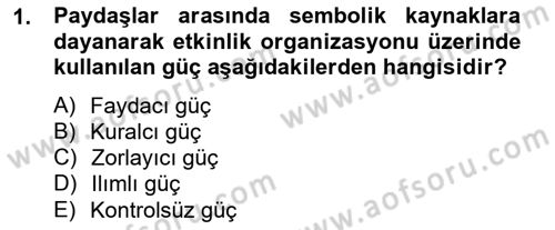 Etkinlik Yönetimi Dersi Ara Sınavı Deneme Sınav Soruları 1. Soru