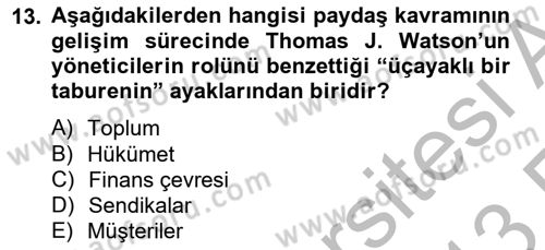 Etkinlik Yönetimi Dersi Ara Sınavı Deneme Sınav Soruları 13. Soru