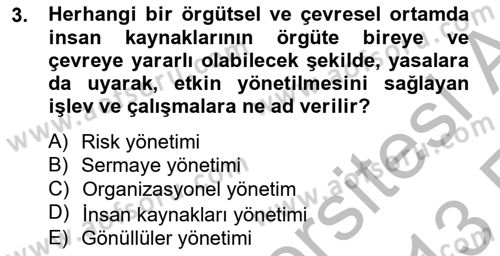 Etkinlik Yönetimi Dersi Ara Sınavı Deneme Sınav Soruları 3. Soru