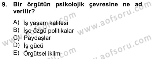 Etkinlik Yönetimi Dersi Ara Sınavı Deneme Sınav Soruları 9. Soru