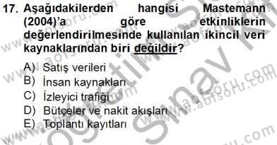 Etkinlik Yönetimi Dersi 2012 - 2013 Yılı (Final) Dönem Sonu Sınav Soruları 17. Soru