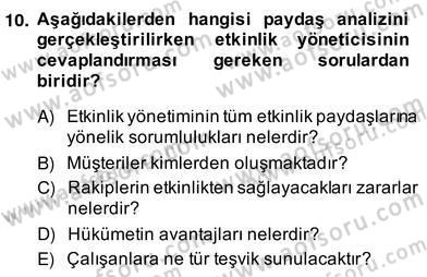 Etkinlik Yönetimi Dersi Ara Sınavı Deneme Sınav Soruları 10. Soru
