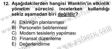 Etkinlik Yönetimi Dersi Ara Sınavı Deneme Sınav Soruları 12. Soru