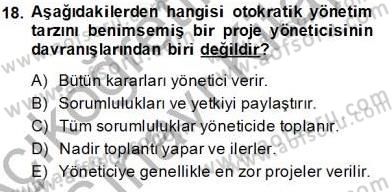Etkinlik Yönetimi Dersi 2013 - 2014 Yılı Tek Ders Sınav Soruları 18. Soru