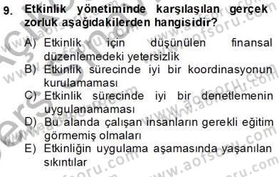 Etkinlik Yönetimi Dersi 2013 - 2014 Yılı Tek Ders Sınav Soruları 9. Soru