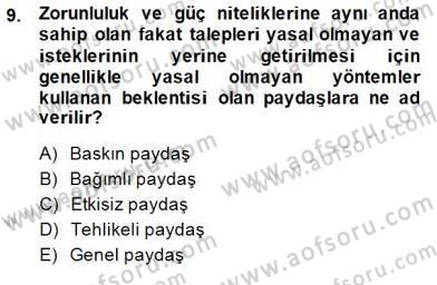 Etkinlik Yönetimi Dersi Ara Sınavı Deneme Sınav Soruları 9. Soru