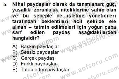 Etkinlik Yönetimi Dersi 2014 - 2015 Yılı (Final) Dönem Sonu Sınav Soruları 5. Soru