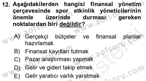 Etkinlik Yönetimi Dersi 2015 - 2016 Yılı (Vize) Ara Sınav Soruları 12. Soru