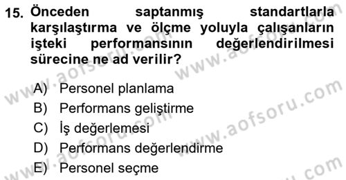 Etkinlik Yönetimi Dersi Ara Sınavı Deneme Sınav Soruları 15. Soru
