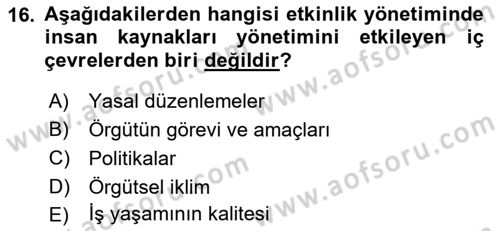 Etkinlik Yönetimi Dersi Ara Sınavı Deneme Sınav Soruları 16. Soru