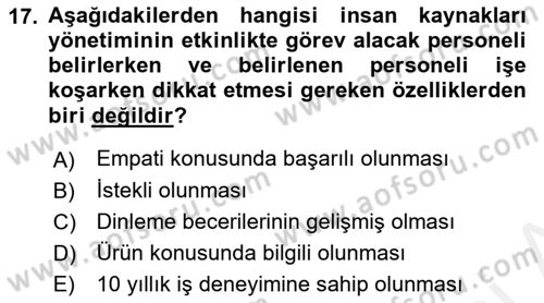 Etkinlik Yönetimi Dersi Ara Sınavı Deneme Sınav Soruları 17. Soru