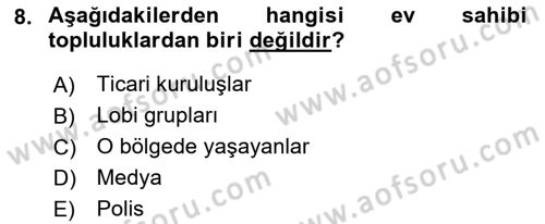 Etkinlik Yönetimi Dersi Ara Sınavı Deneme Sınav Soruları 8. Soru