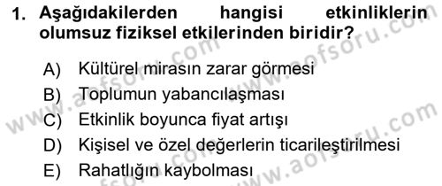 Etkinlik Yönetimi Dersi 2015 - 2016 Yılı (Final) Dönem Sonu Sınav Soruları 1. Soru
