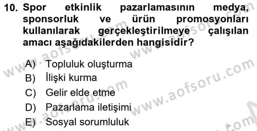 Etkinlik Yönetimi Dersi 2015 - 2016 Yılı (Final) Dönem Sonu Sınav Soruları 10. Soru