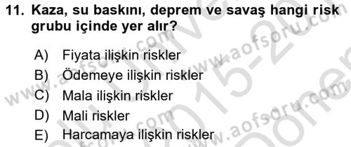 Etkinlik Yönetimi Dersi 2015 - 2016 Yılı (Final) Dönem Sonu Sınav Soruları 11. Soru