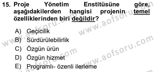Etkinlik Yönetimi Dersi 2015 - 2016 Yılı (Final) Dönem Sonu Sınav Soruları 15. Soru