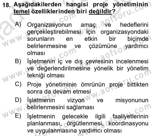 Etkinlik Yönetimi Dersi 2015 - 2016 Yılı (Final) Dönem Sonu Sınav Soruları 18. Soru