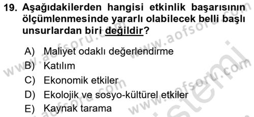 Etkinlik Yönetimi Dersi 2015 - 2016 Yılı (Final) Dönem Sonu Sınav Soruları 19. Soru