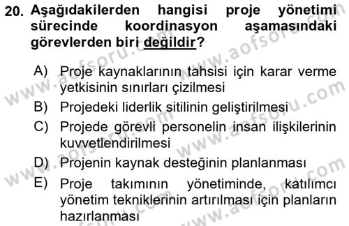 Etkinlik Yönetimi Dersi 2015 - 2016 Yılı (Final) Dönem Sonu Sınav Soruları 20. Soru