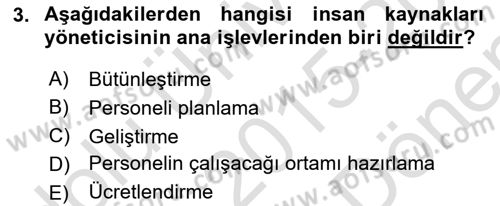 Etkinlik Yönetimi Dersi 2015 - 2016 Yılı (Final) Dönem Sonu Sınav Soruları 3. Soru